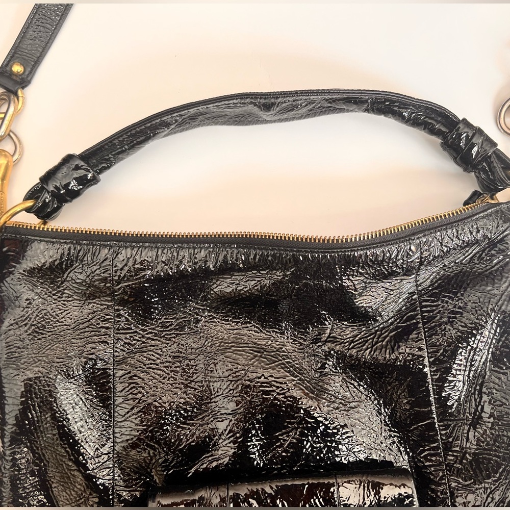 Coach Gold Clasp Textured Handbag - Picture 6 of 10